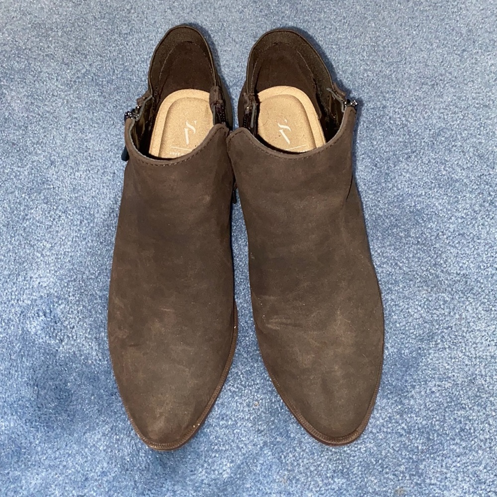 Brown Vera Wang booties, worn twice